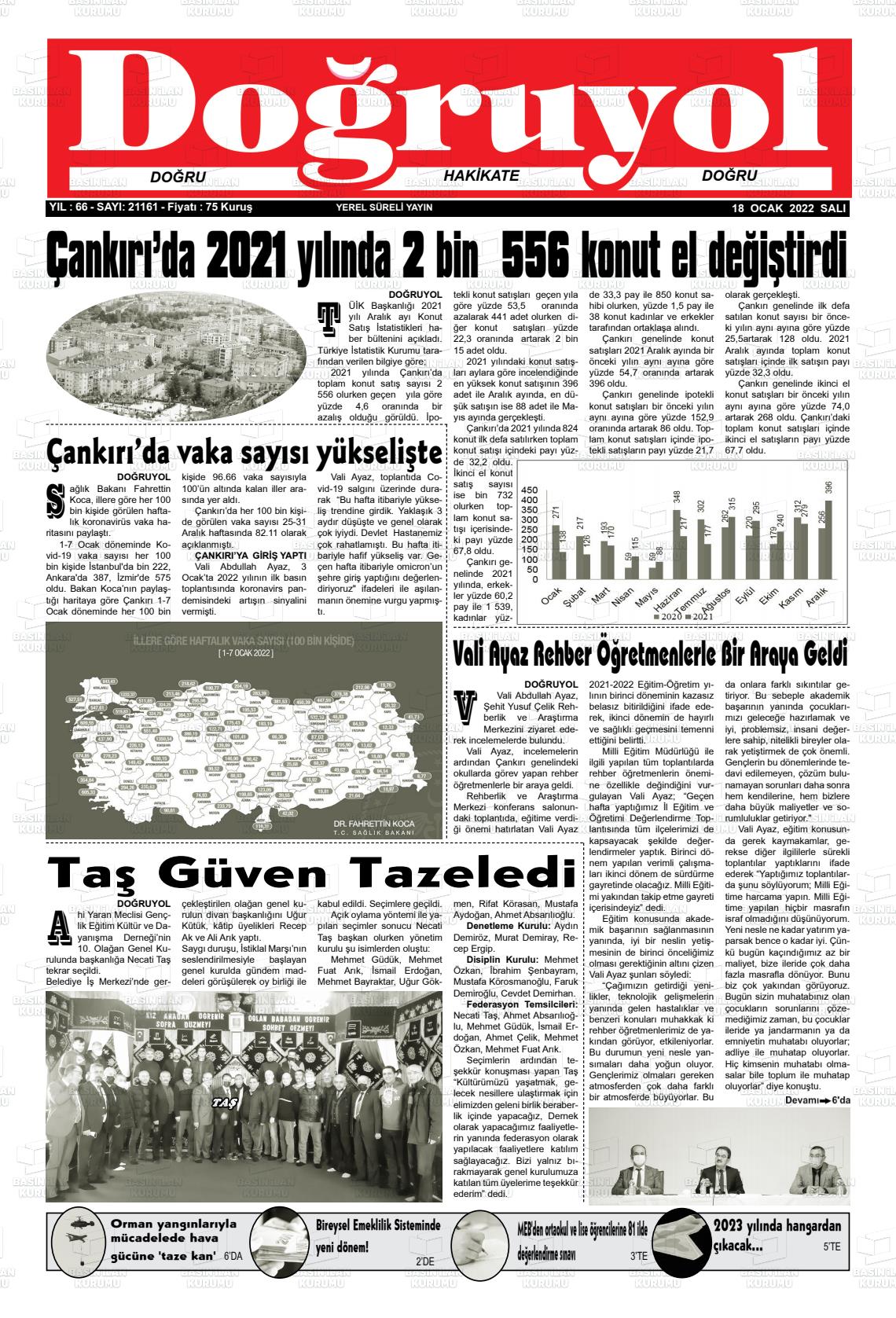 18 Ocak 2022 Doğruyol Gazete Manşeti
