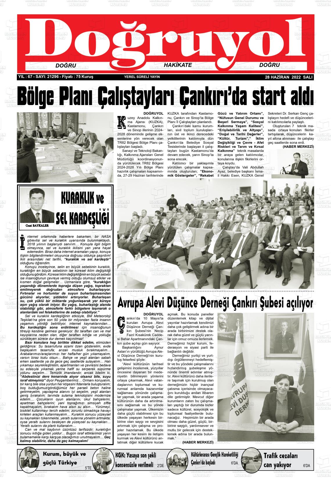 28 Haziran 2022 Doğruyol Gazete Manşeti