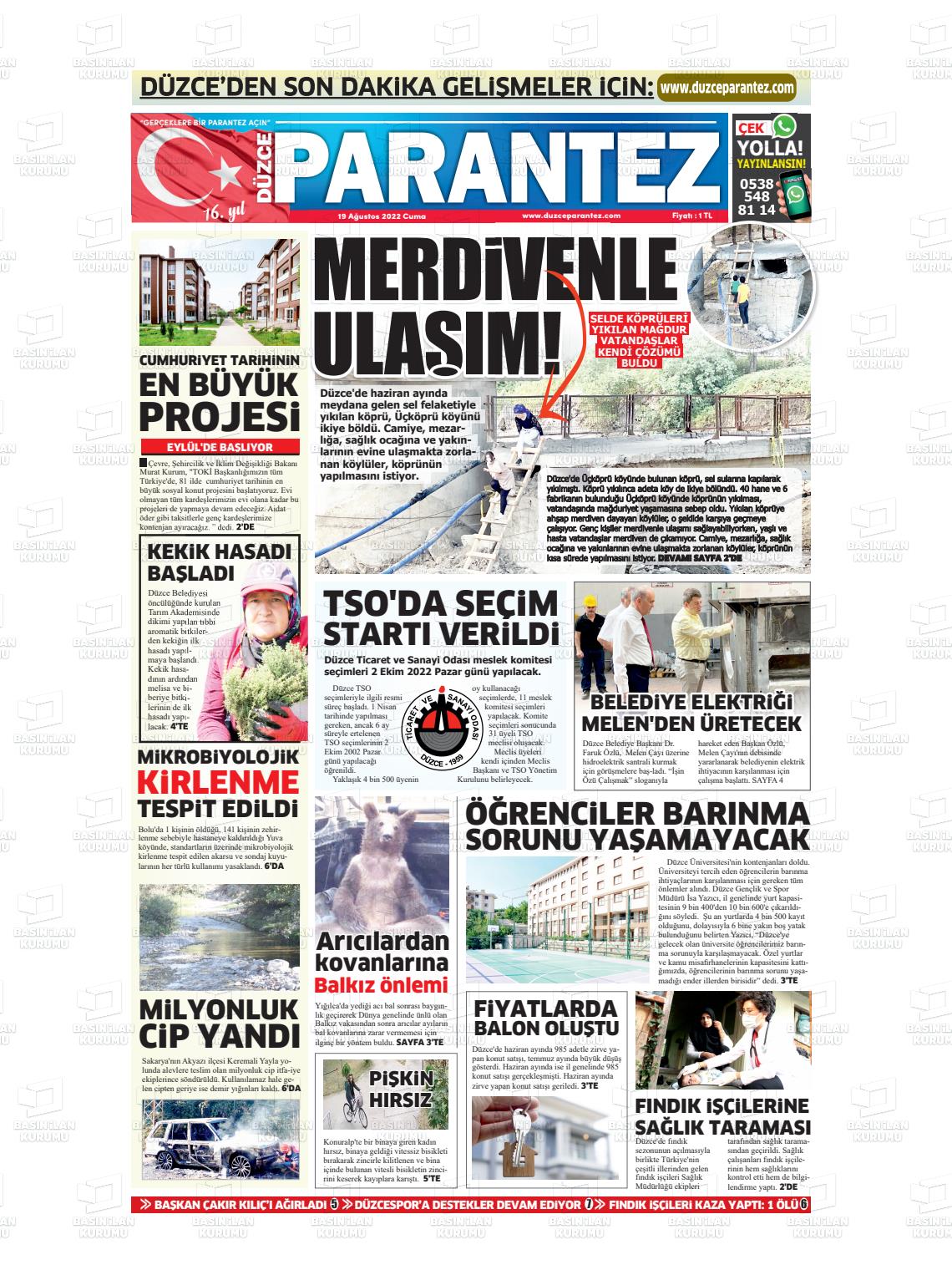 Düzce Parantez Gazete Manşeti