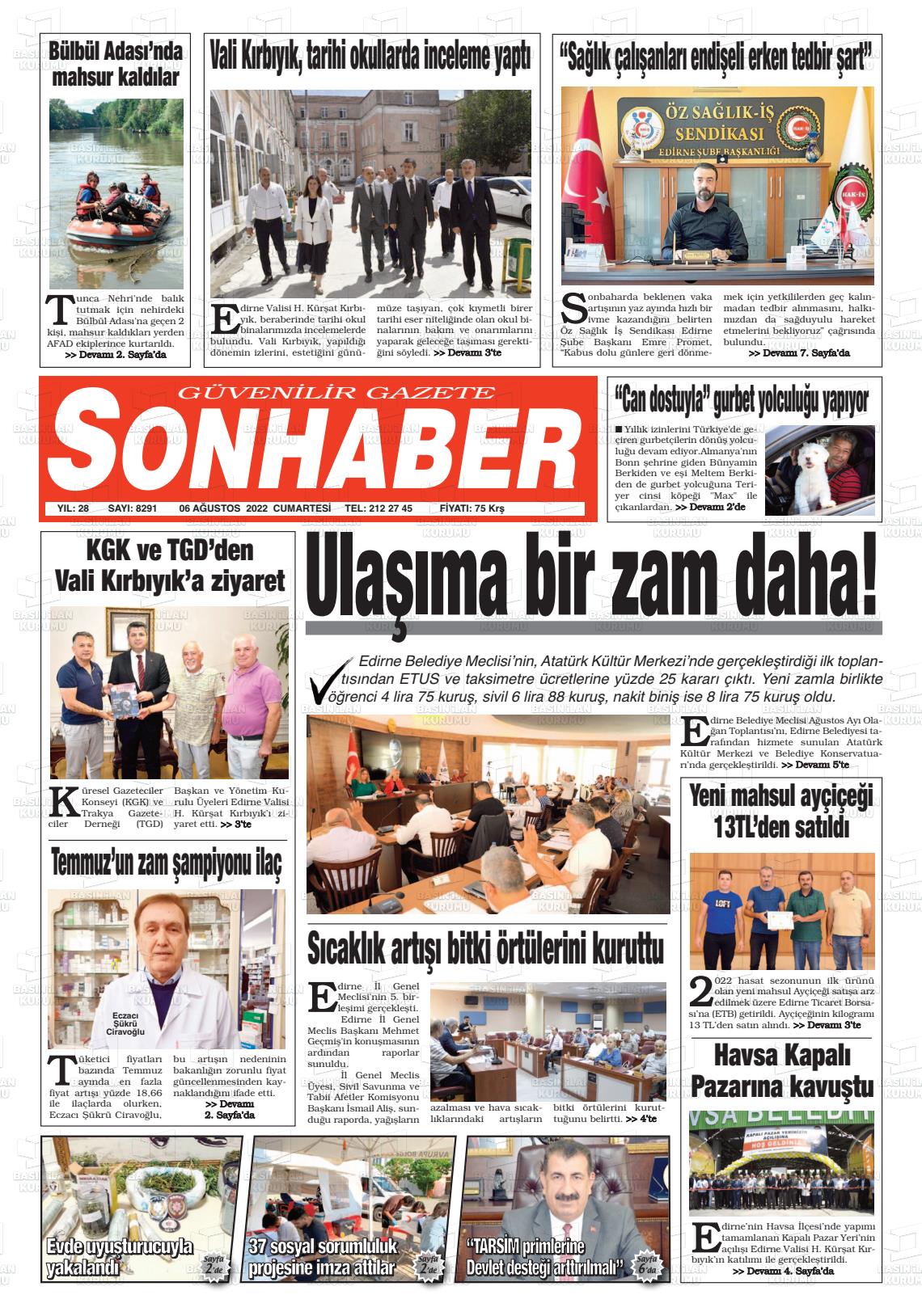06 Ağustos 2022 Son Haber  - Edirne Son Haber Gazete Manşeti