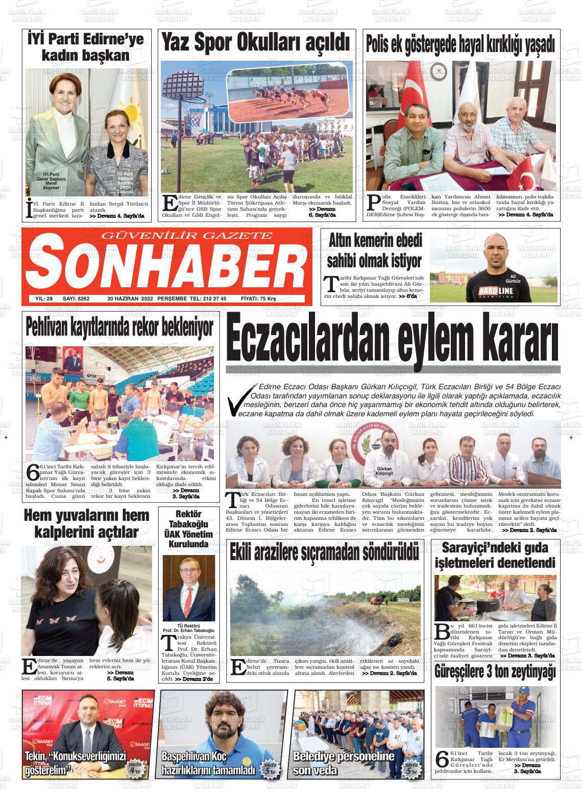30 Haziran 2022 Son Haber  - Edirne Son Haber Gazete Manşeti