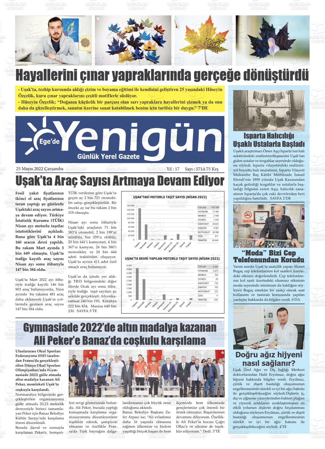 25 Mayıs 2022 EGE'DE YENİGÜN GAZETESİ Gazete Manşeti