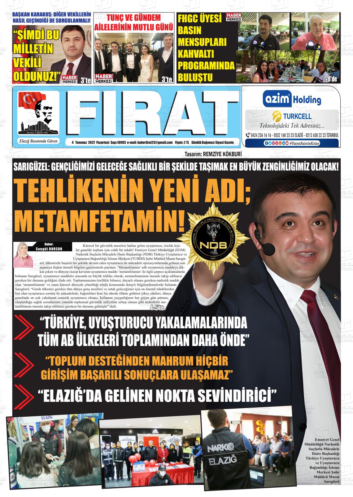04 Temmuz 2022 Fırat Gazete Manşeti