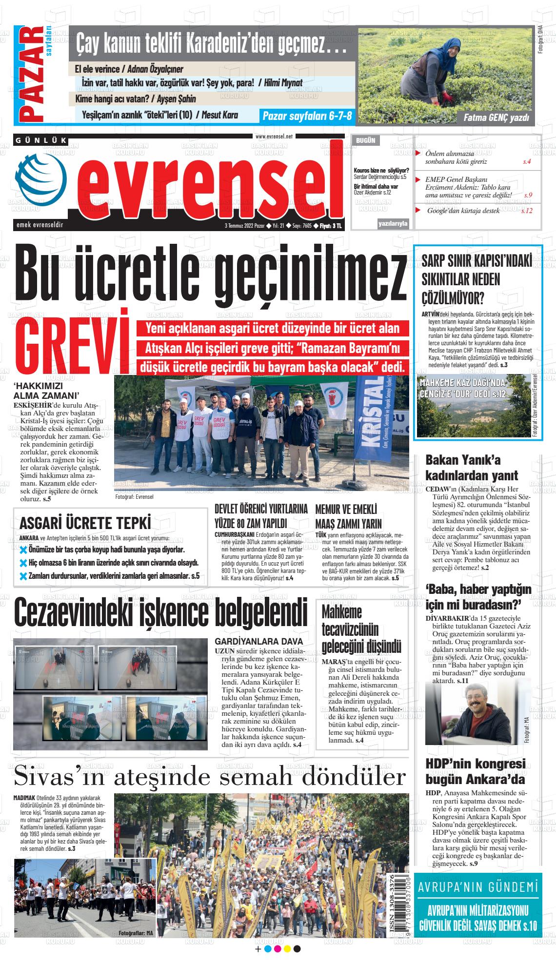 Evrensel Gazete Manşeti