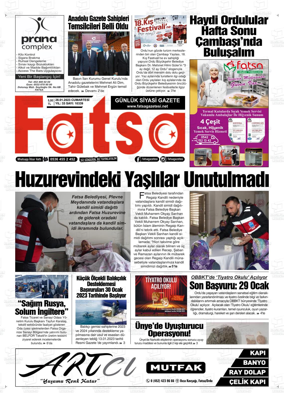28 Ocak 2023 Fatsa Gazete Manşeti