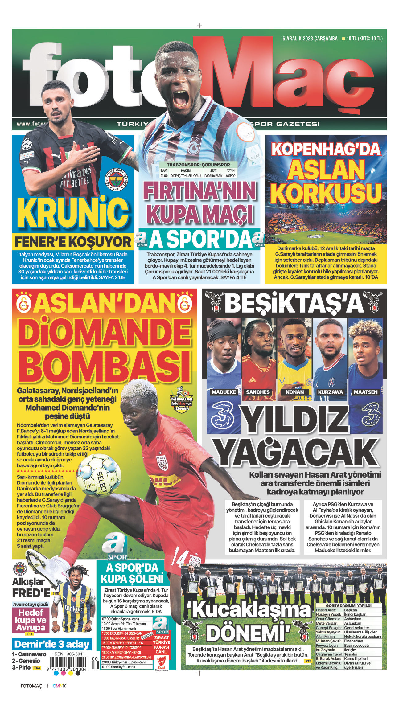 06 Aralık 2023 Fotomaç Gazete Manşeti