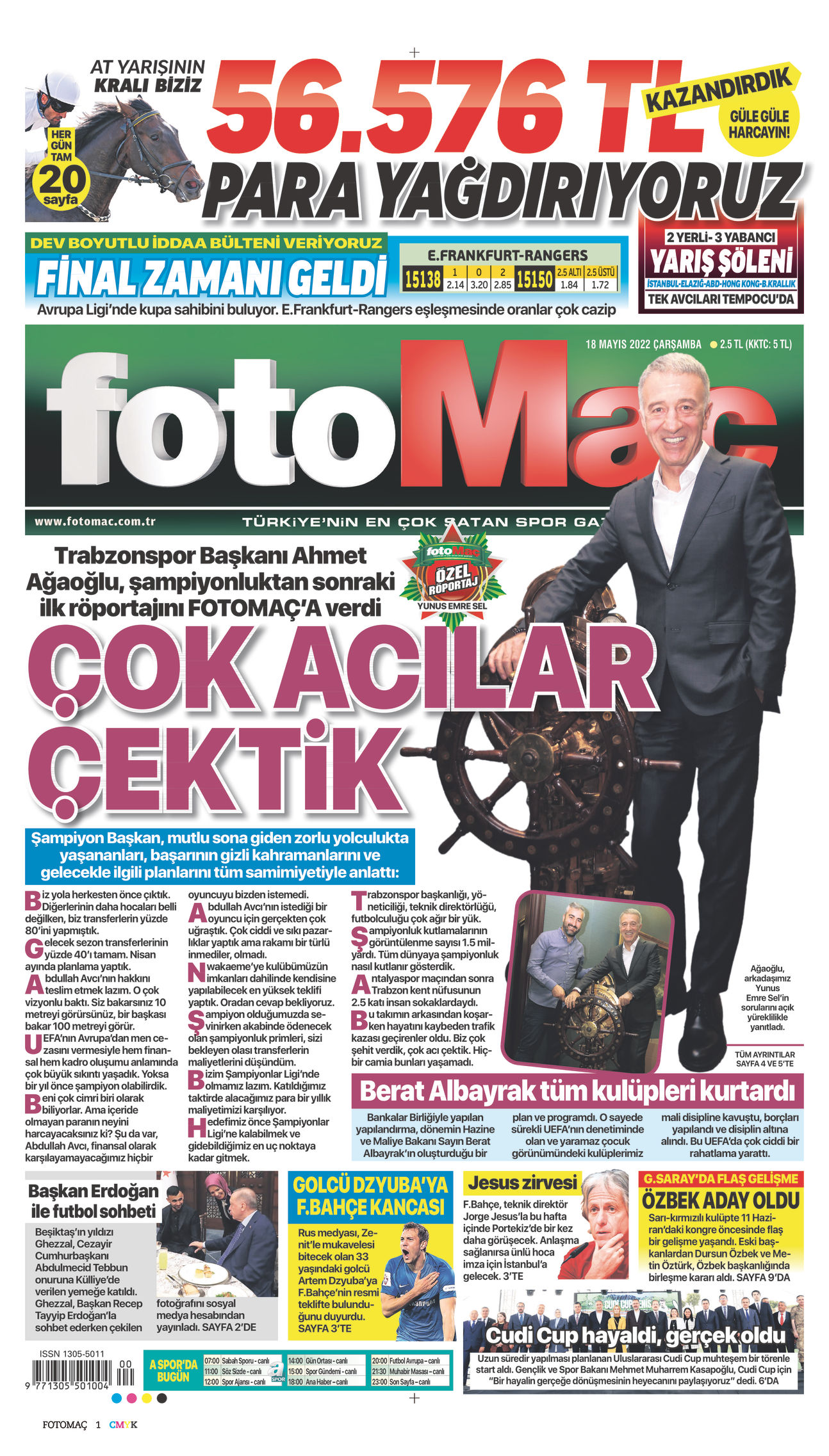 18 Mayıs 2022 Fotomaç Gazete Manşeti