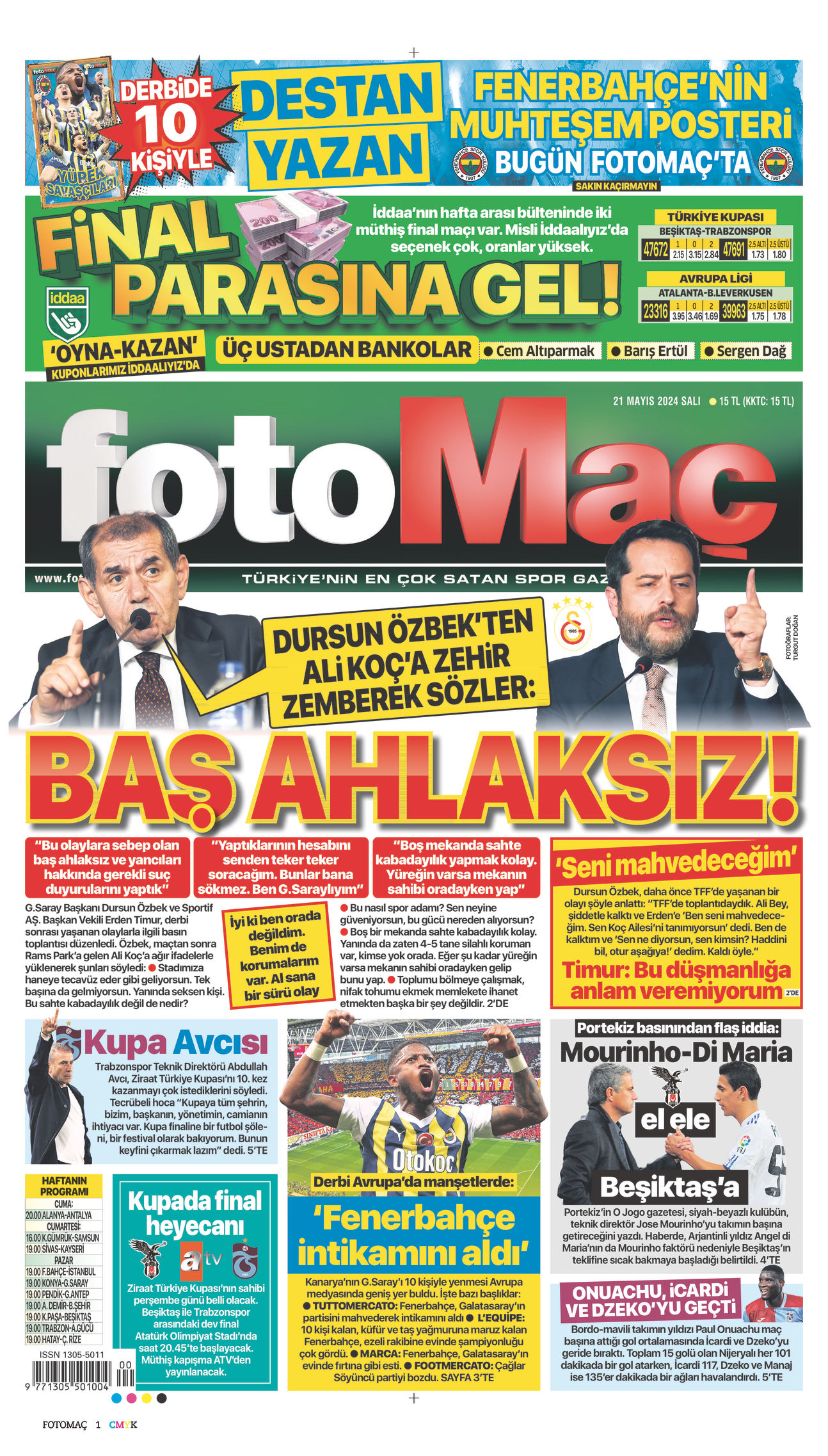 21 Mayıs 2024 Fotomaç Gazete Manşeti