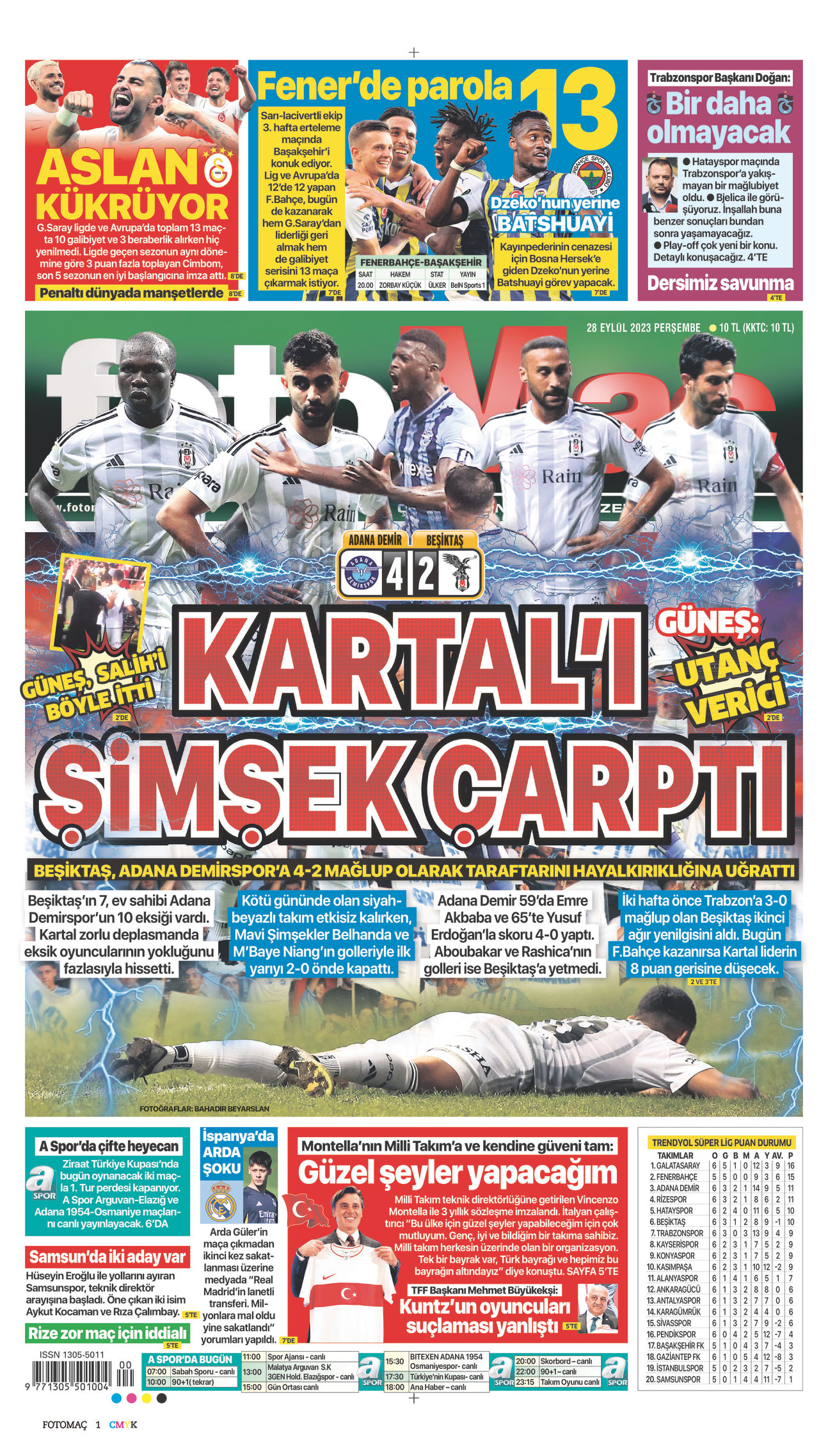 28 Eylül 2023 Fotomaç Gazete Manşeti