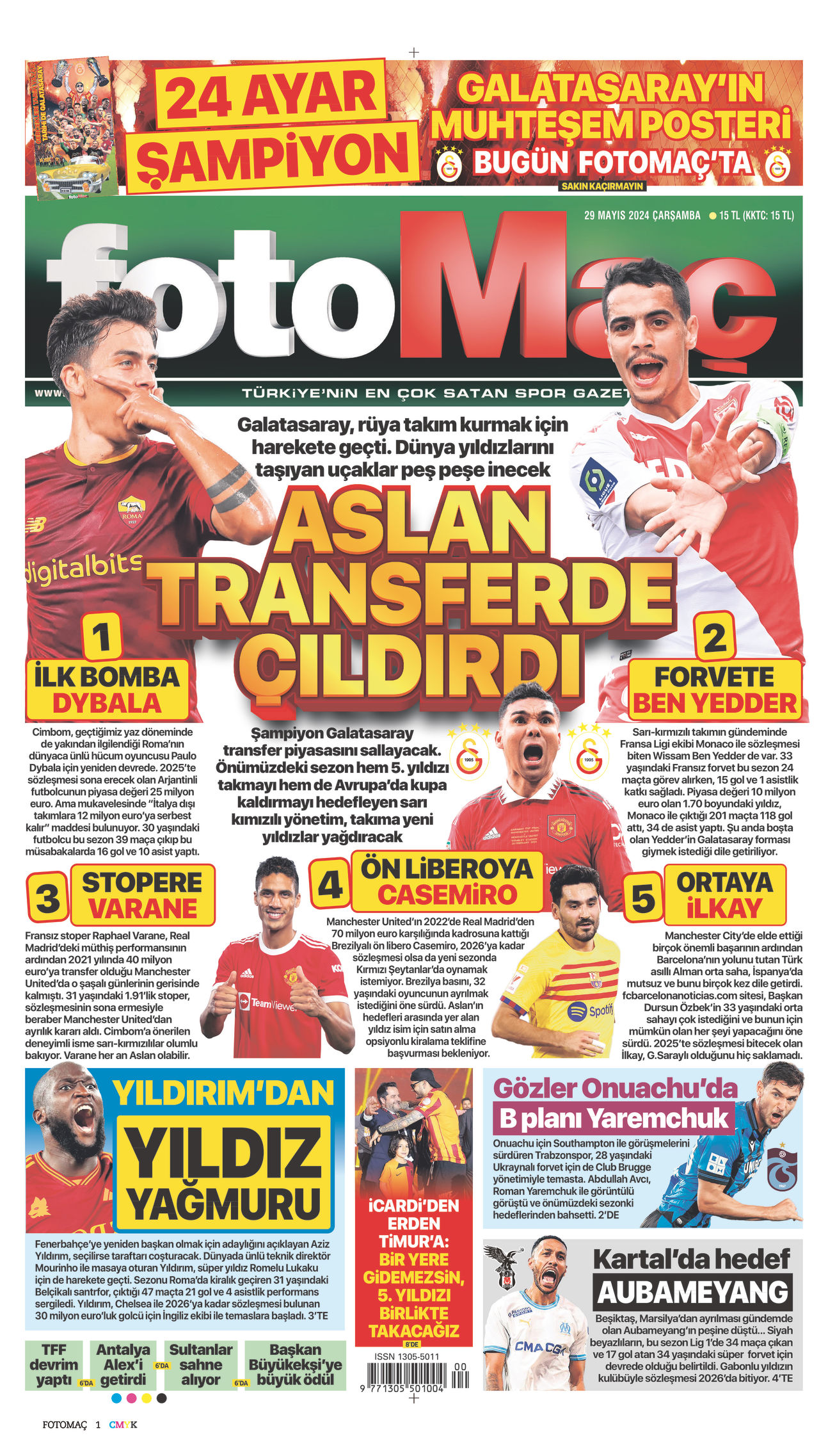 29 Mayıs 2024 Fotomaç Gazete Manşeti