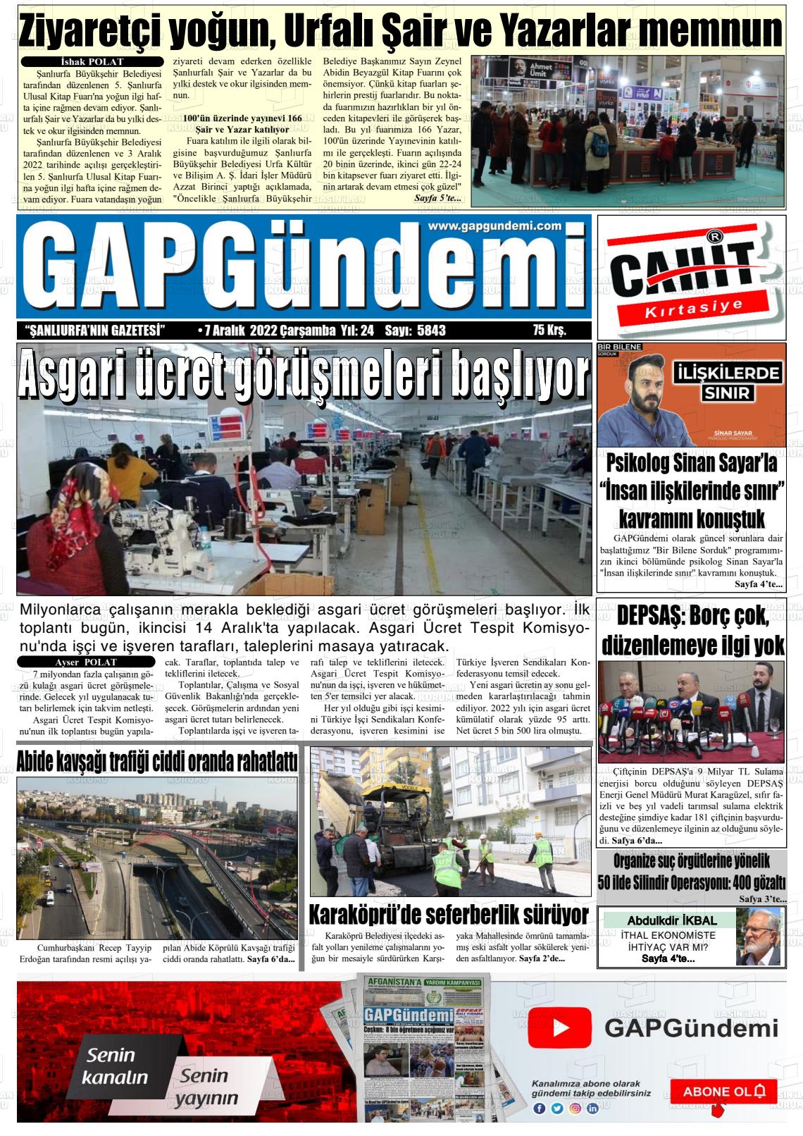 07 Aralık 2022 Gap Gündemi Gazete Manşeti