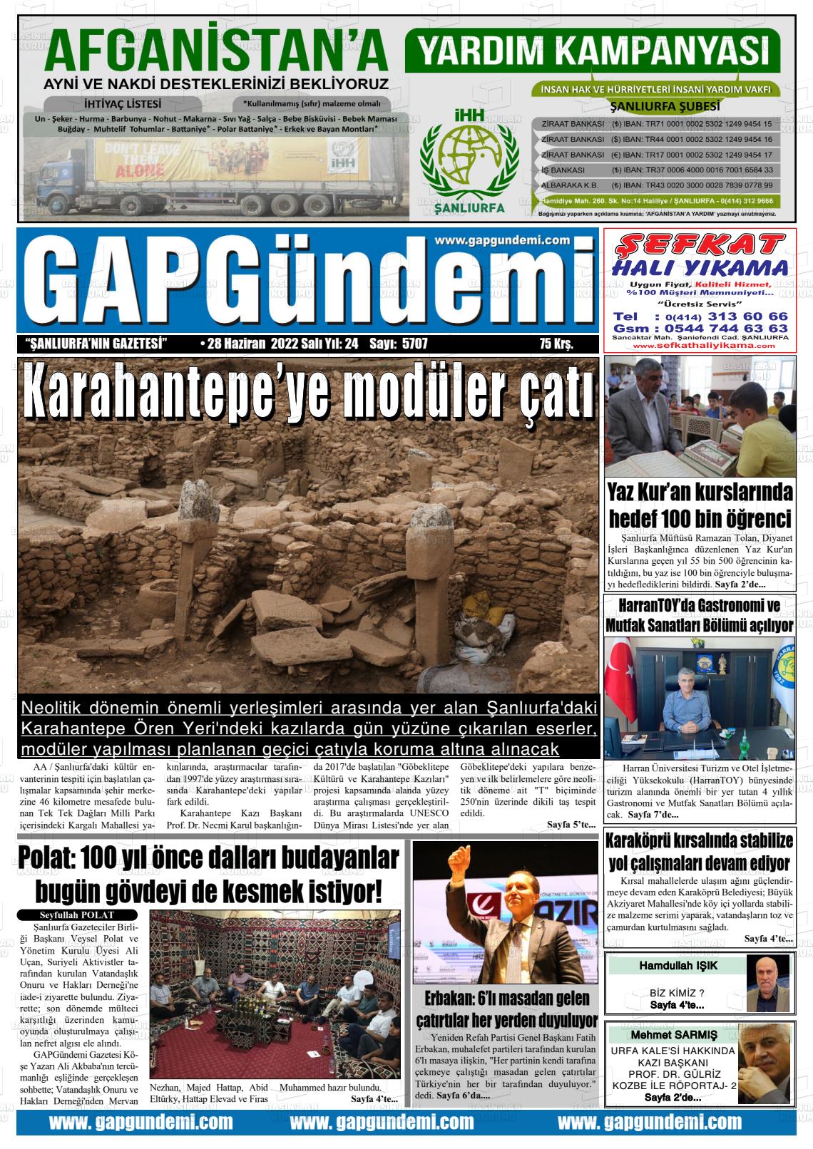 28 Haziran 2022 Gap Gündemi Gazete Manşeti