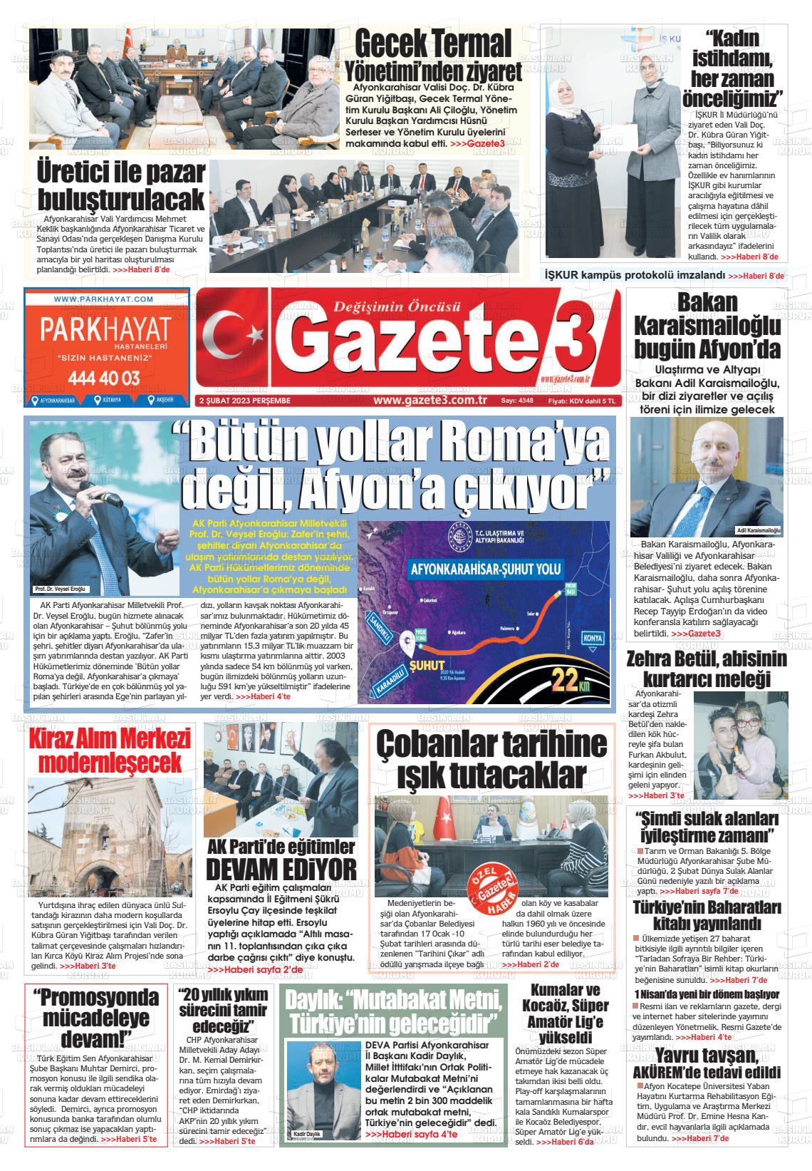 02 Şubat 2023 Gazete 3 Gazete Manşeti