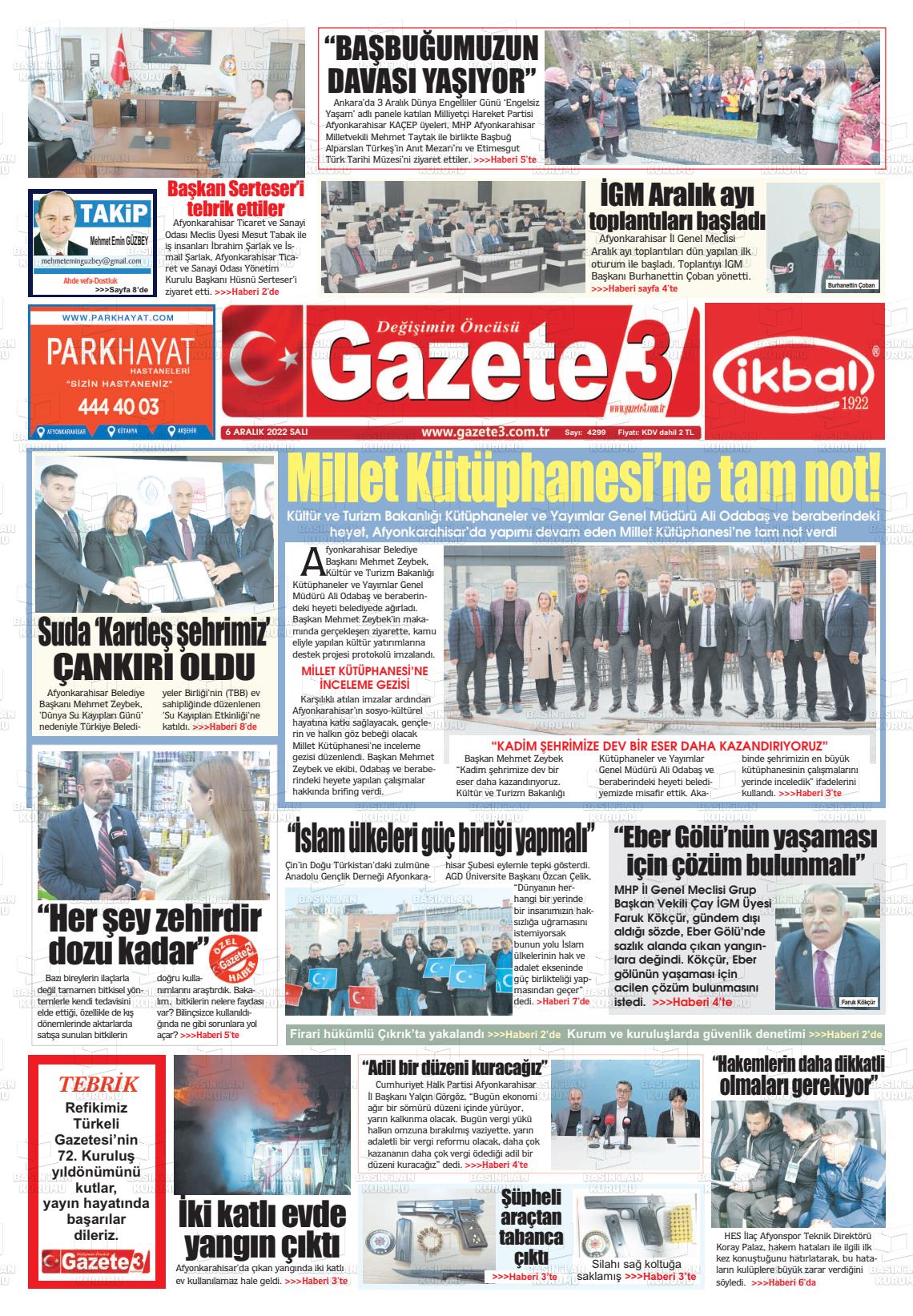 06 Aralık 2022 Gazete 3 Gazete Manşeti