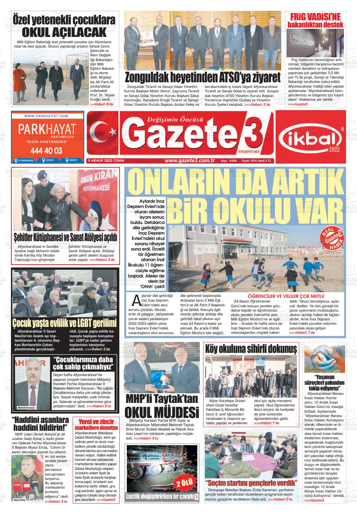 09 Aralık 2022 Gazete 3 Gazete Manşeti