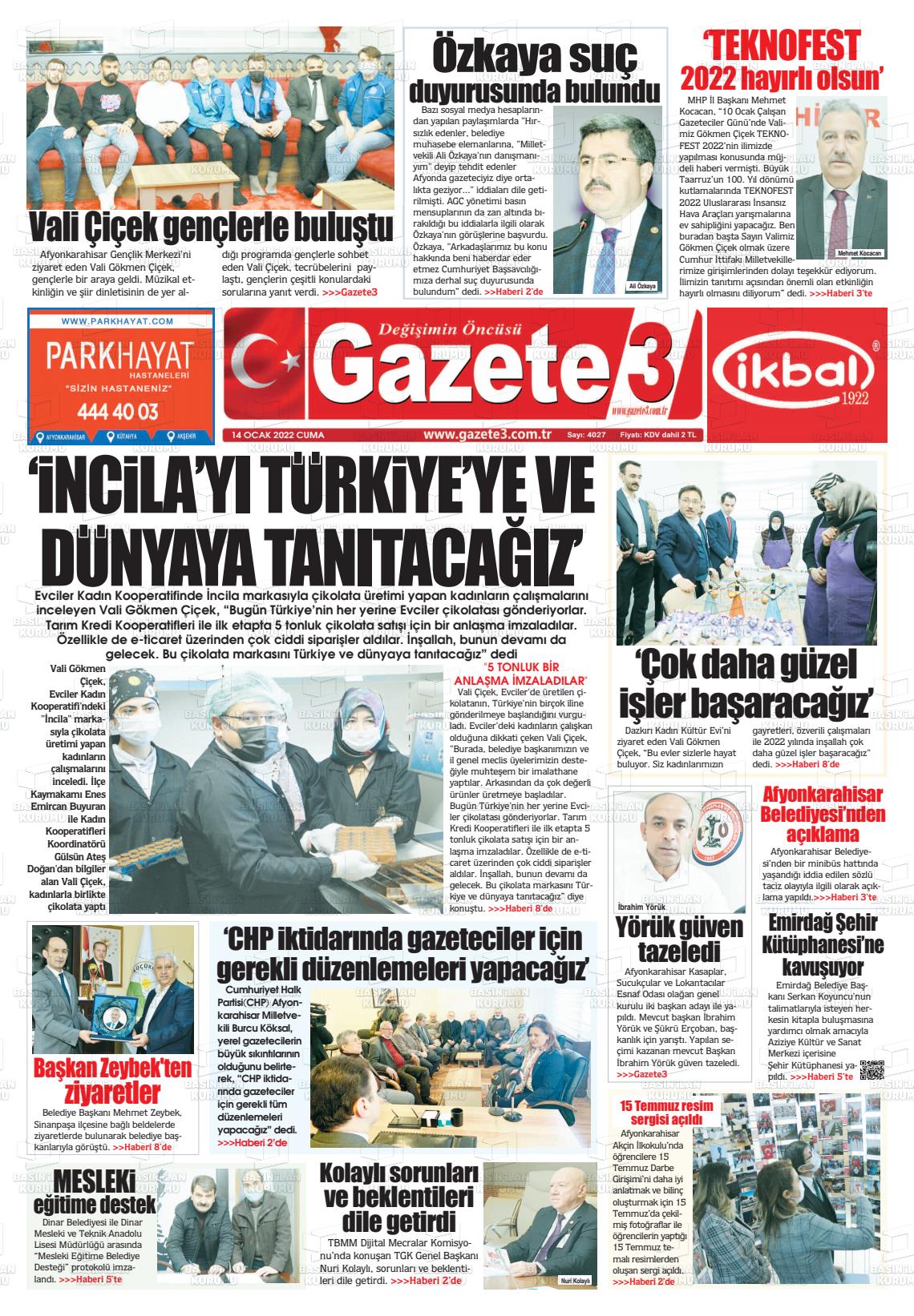 14 Ocak 2022 Gazete 3 Gazete Manşeti
