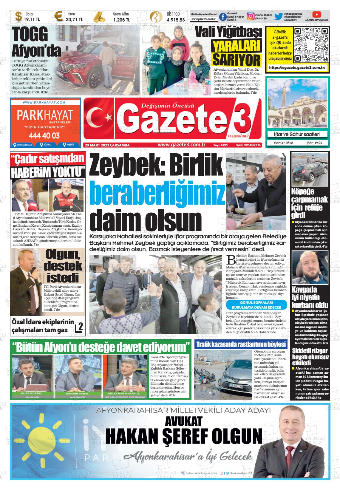 29 Mart 2023 Gazete 3 Gazete Manşeti