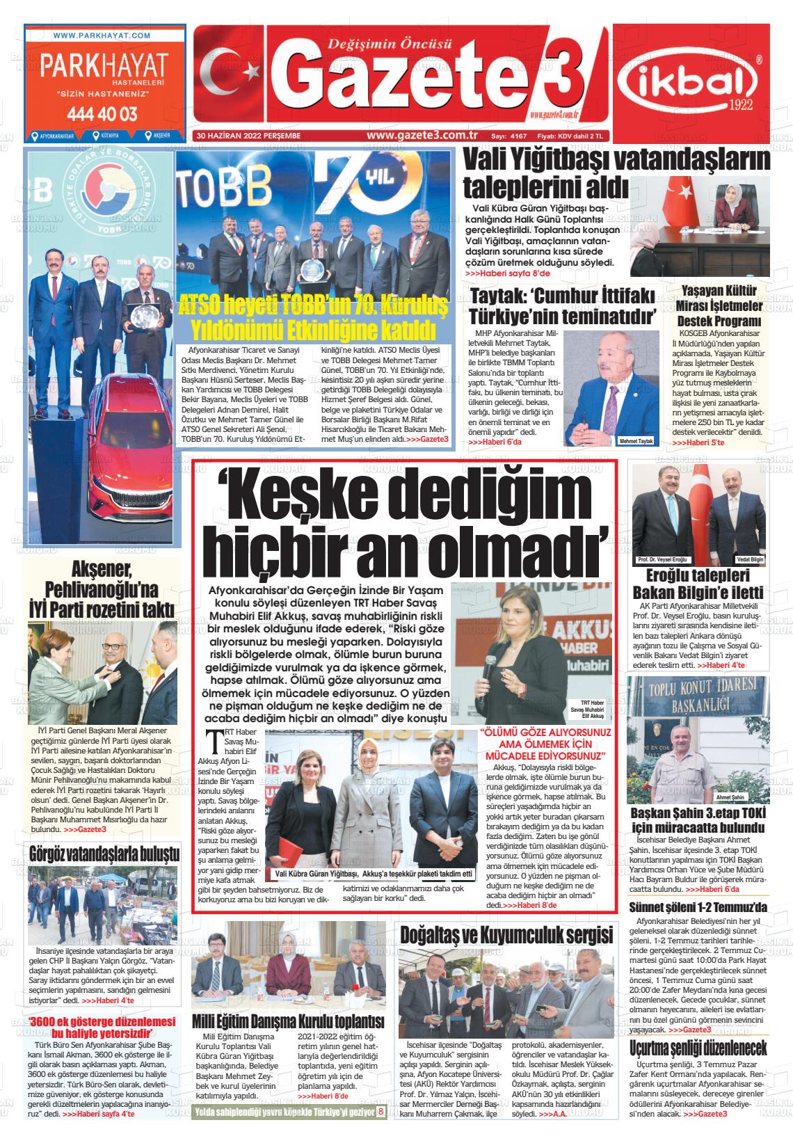02 Temmuz 2022 Gazete 3 Gazete Manşeti