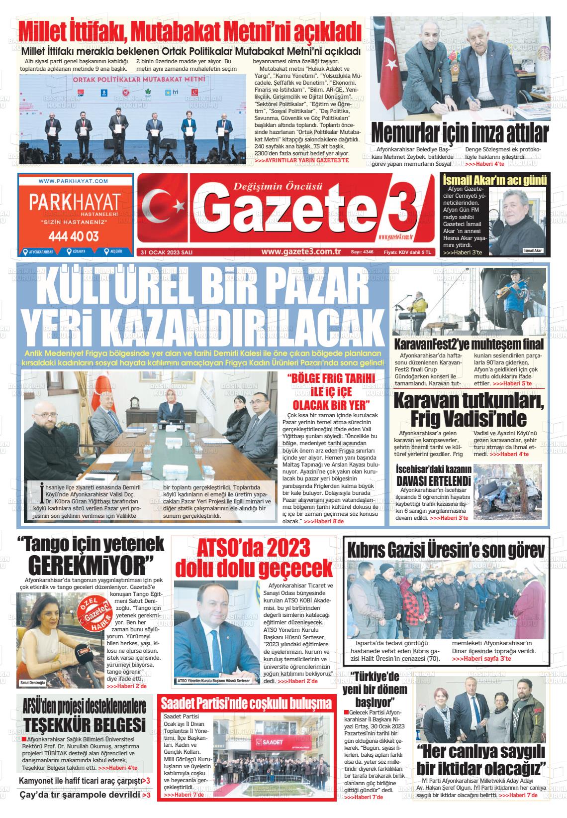 31 Ocak 2023 Gazete 3 Gazete Manşeti