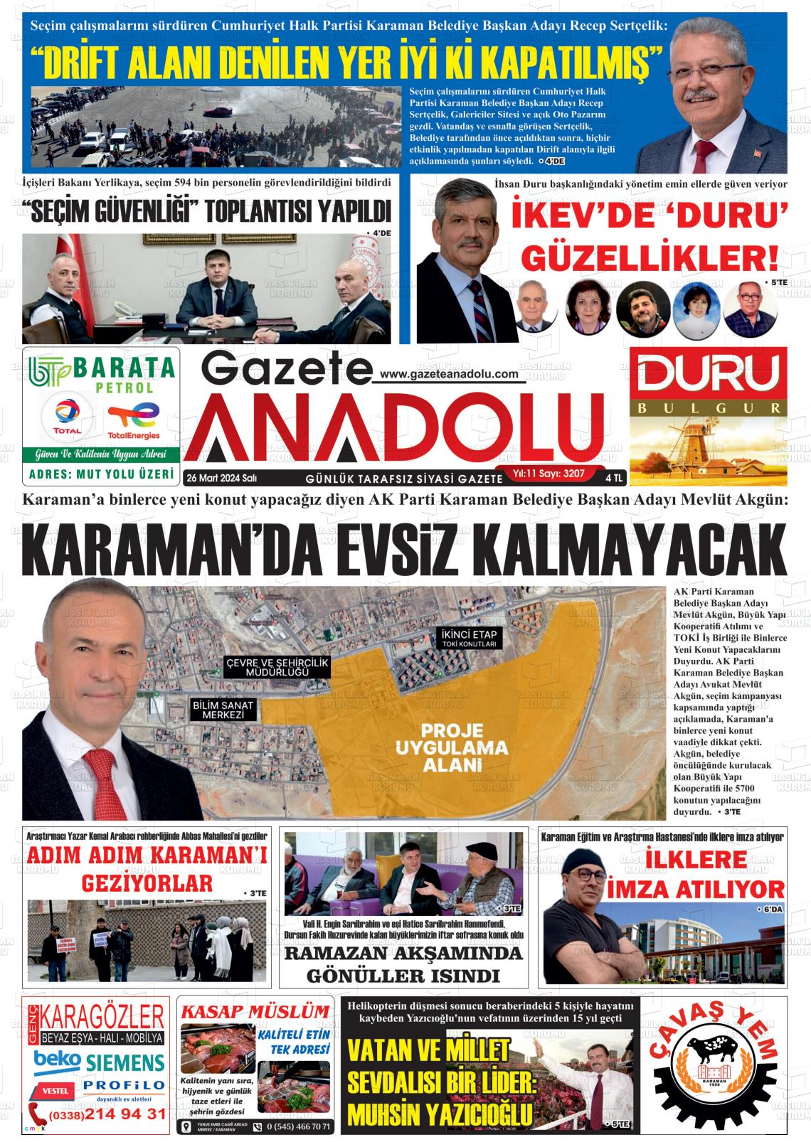 26 Mart 2024 Gazete Anadolu Gazete Manşeti