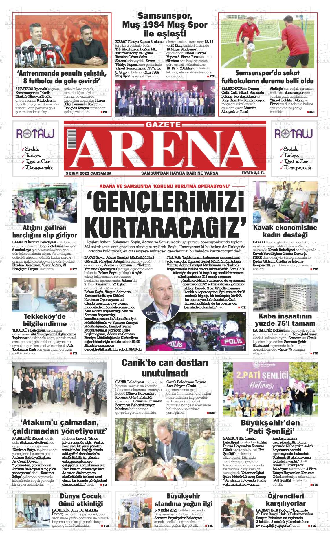 05 Ekim 2022 Arena Gazete Manşeti