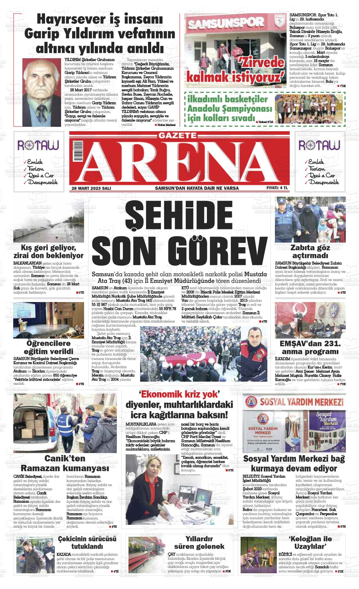 28 Mart 2023 Arena Gazete Manşeti