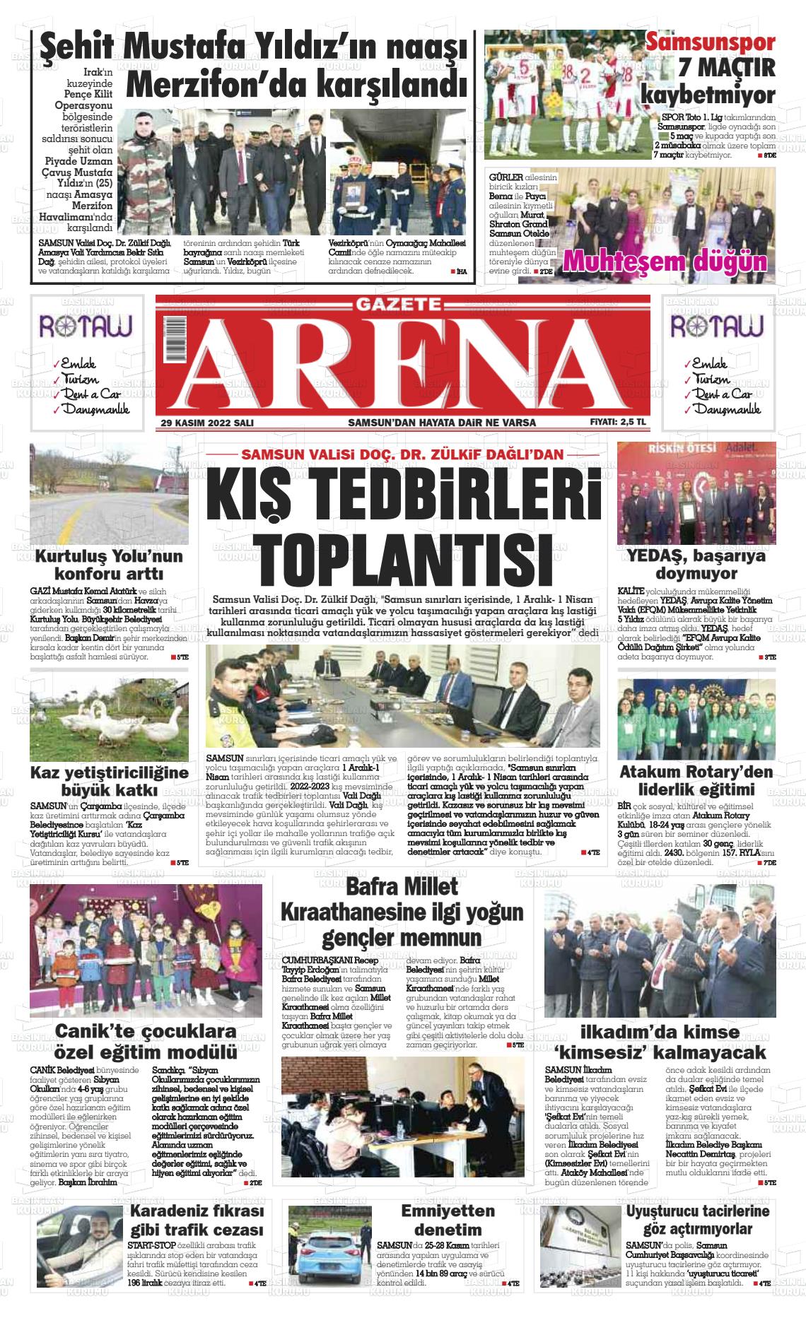 29 Kasım 2022 Arena Gazete Manşeti