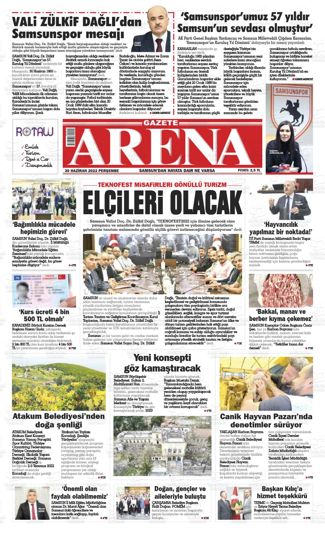 01 Temmuz 2022 Arena Gazete Manşeti