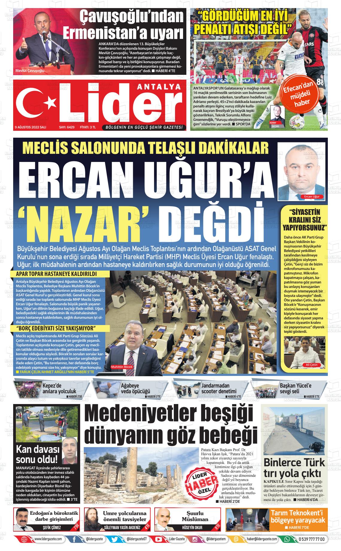 09 Ağustos 2022 Gazete Bir Gazete Manşeti
