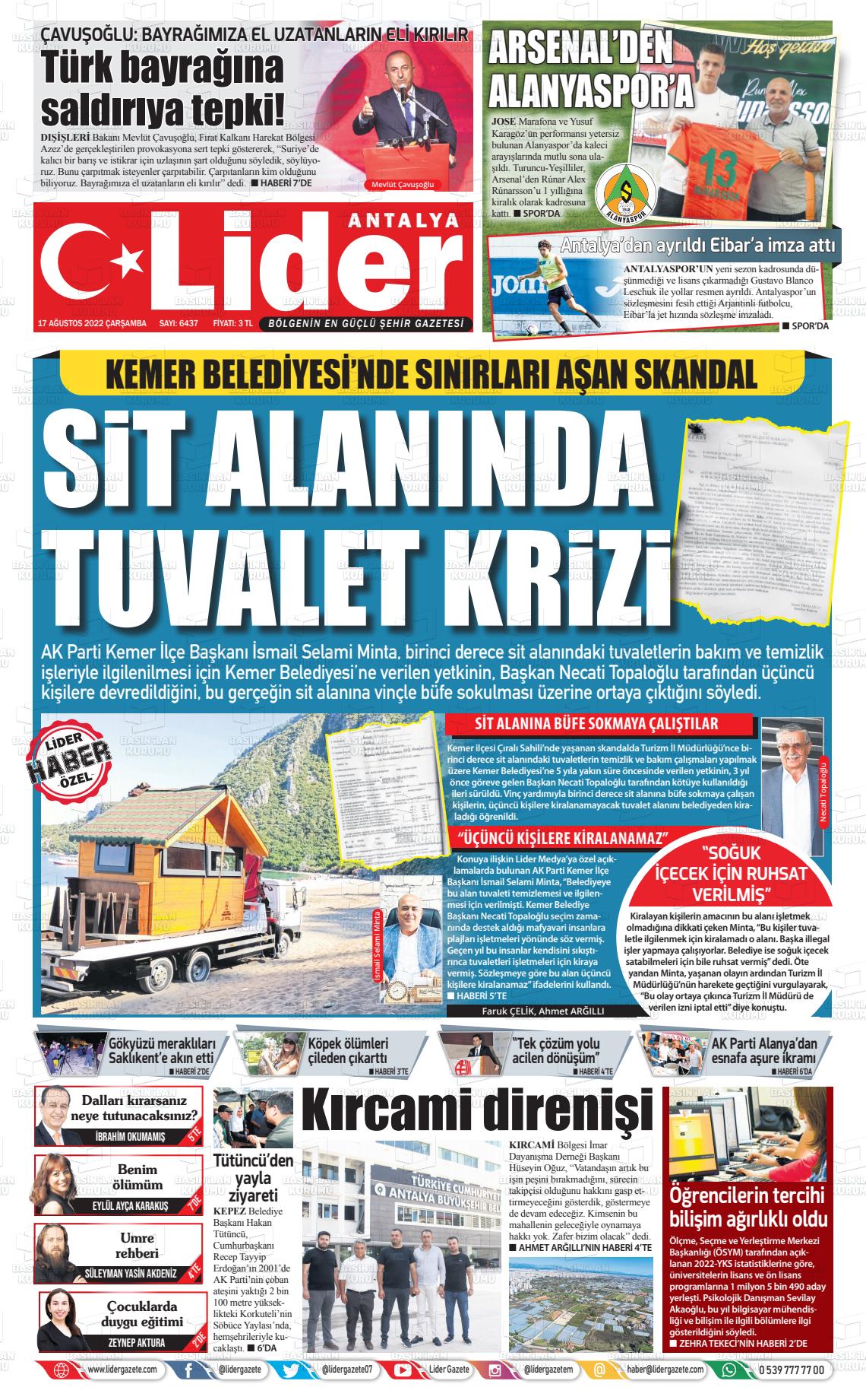 17 Ağustos 2022 Gazete Bir Gazete Manşeti