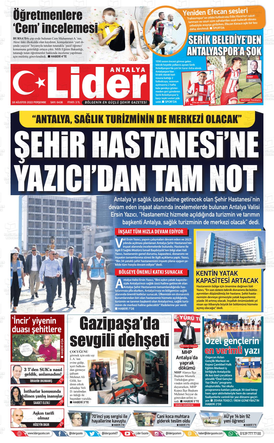18 Ağustos 2022 Gazete Bir Gazete Manşeti