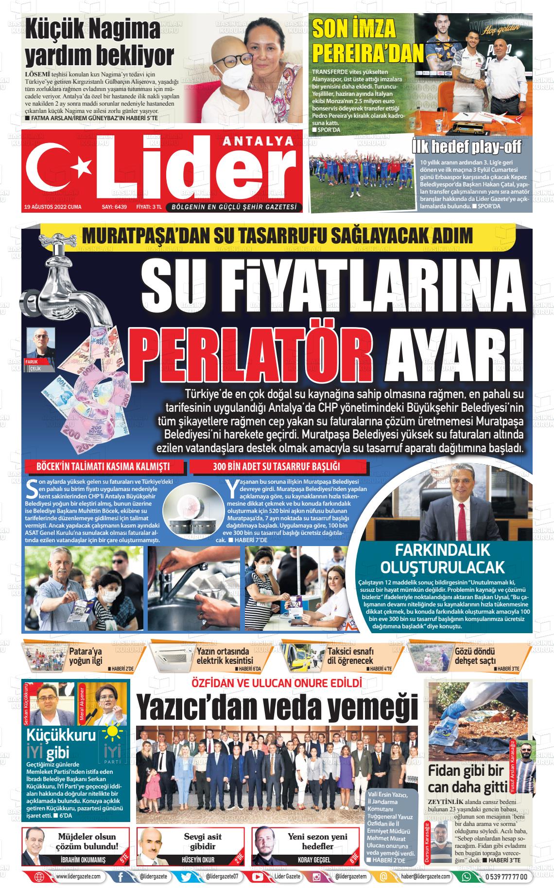 19 Ağustos 2022 Gazete Bir Gazete Manşeti