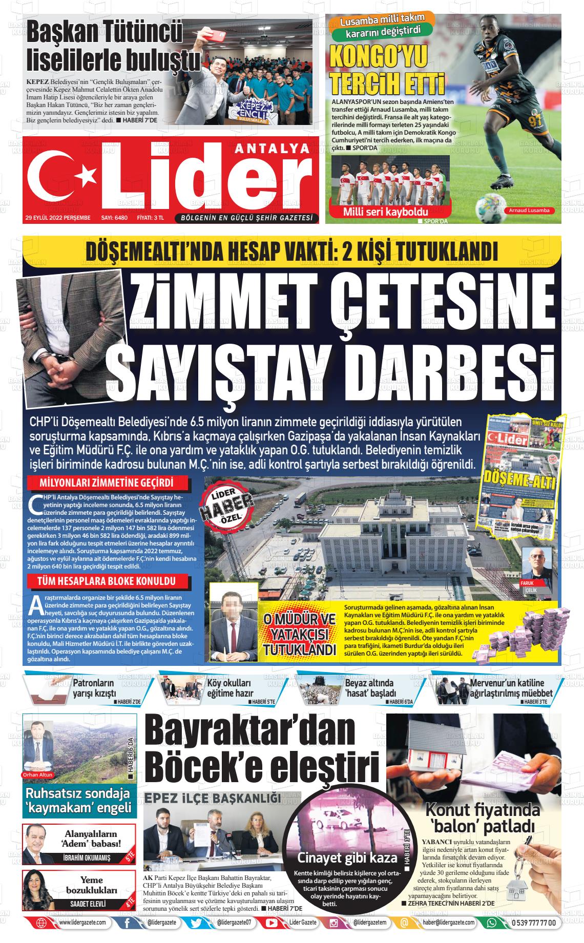 29 Eylül 2022 Gazete Bir Gazete Manşeti