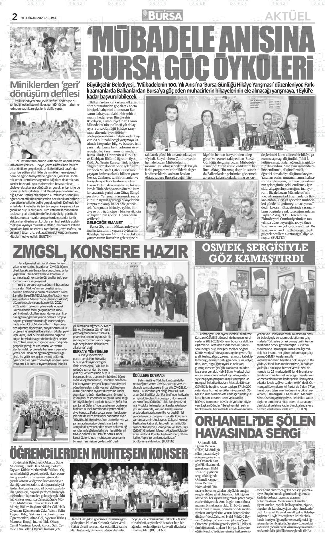 09 Haziran 2023 Gazete Bursa Gazete Manşeti