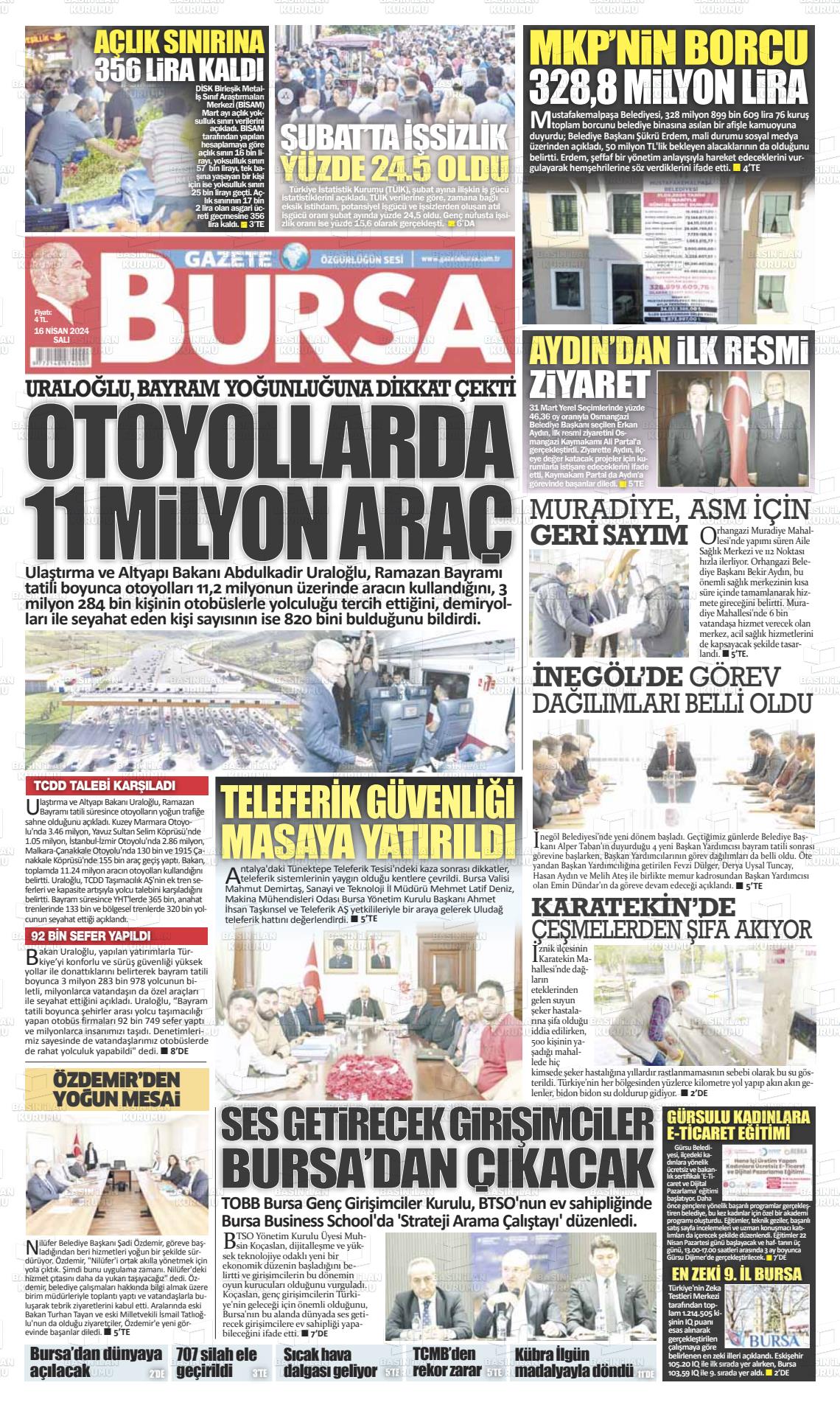 18 Nisan 2024 Gazete Bursa Gazete Manşeti