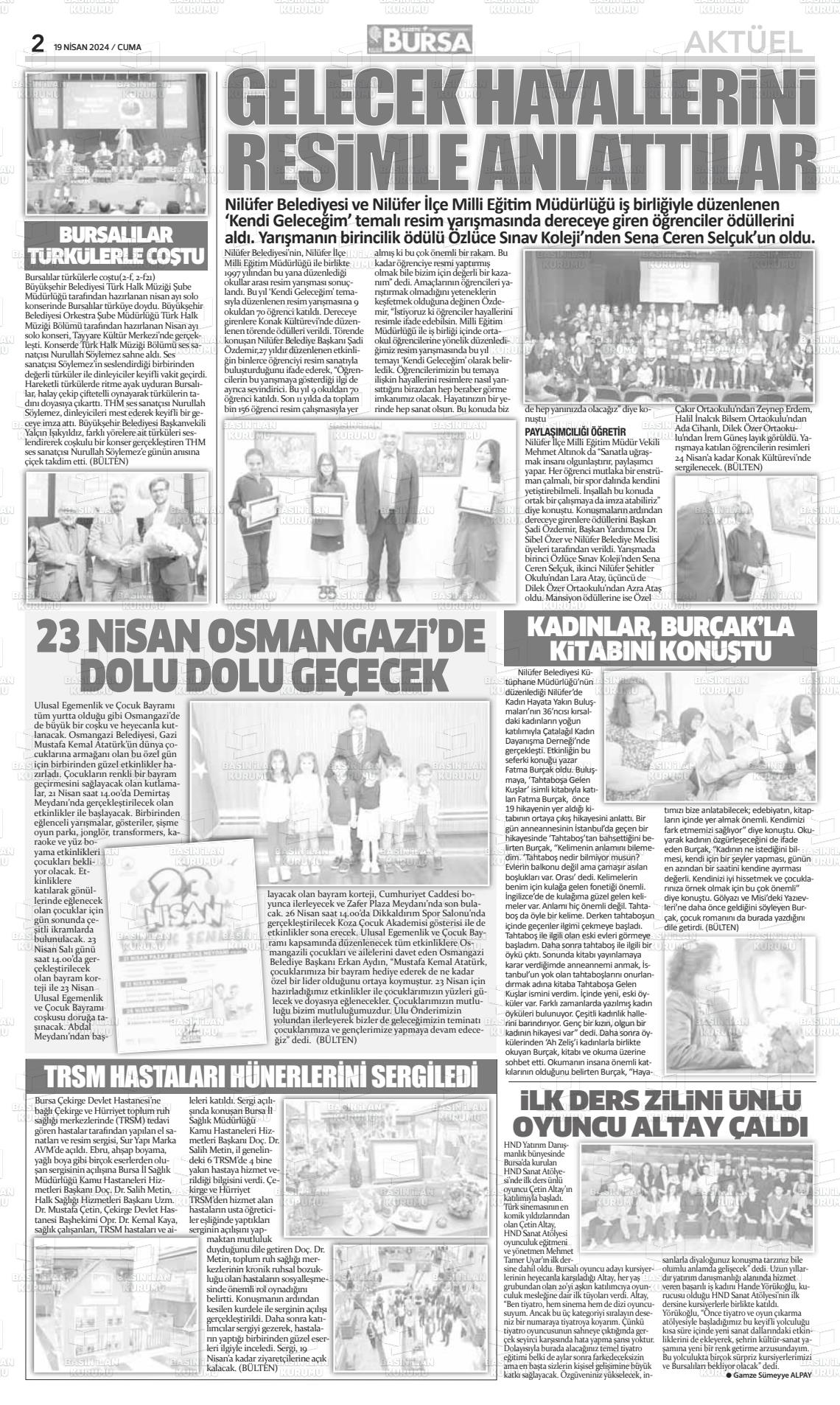 19 Nisan 2024 Gazete Bursa Gazete Manşeti