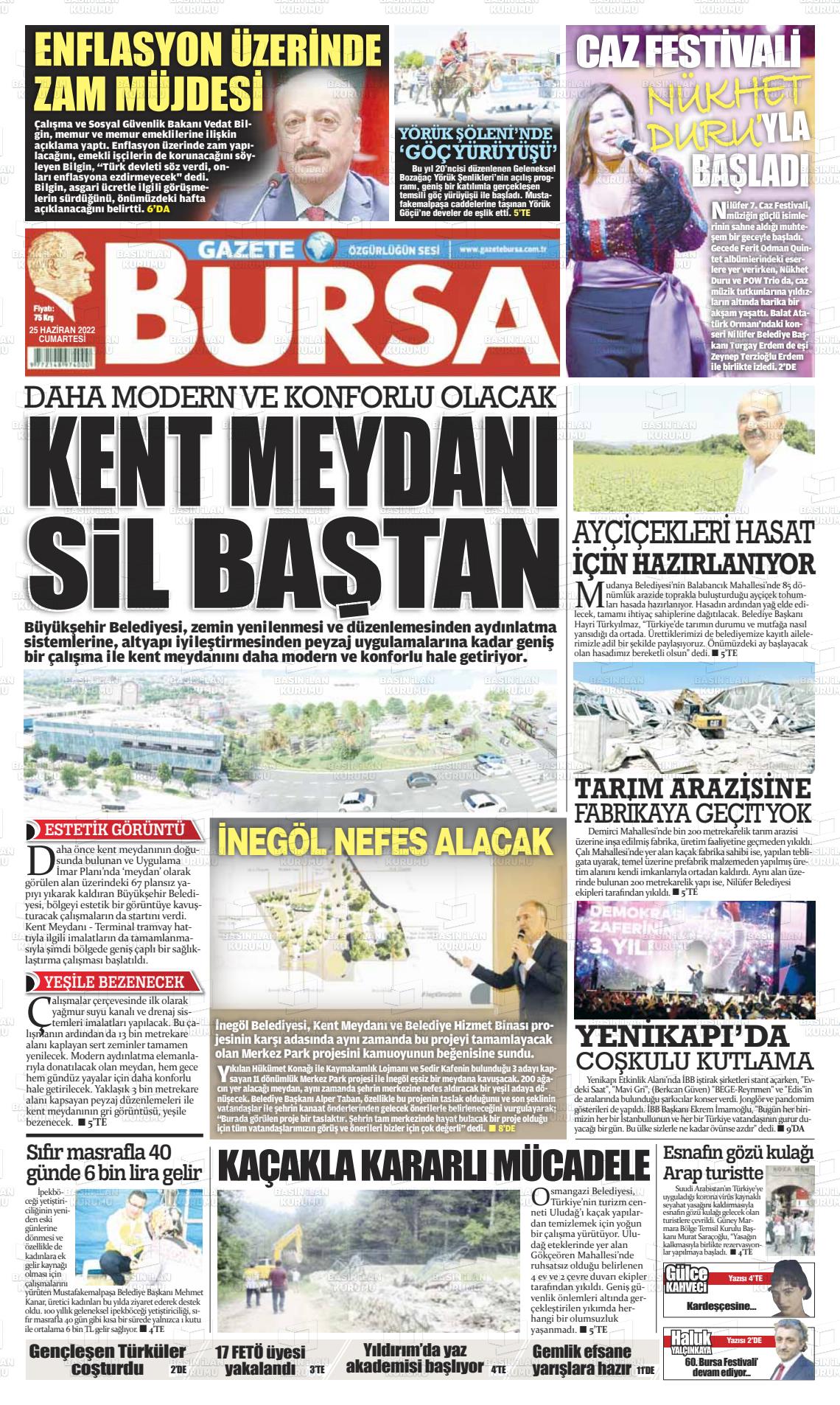 25 Haziran 2022 Gazete Bursa Gazete Manşeti