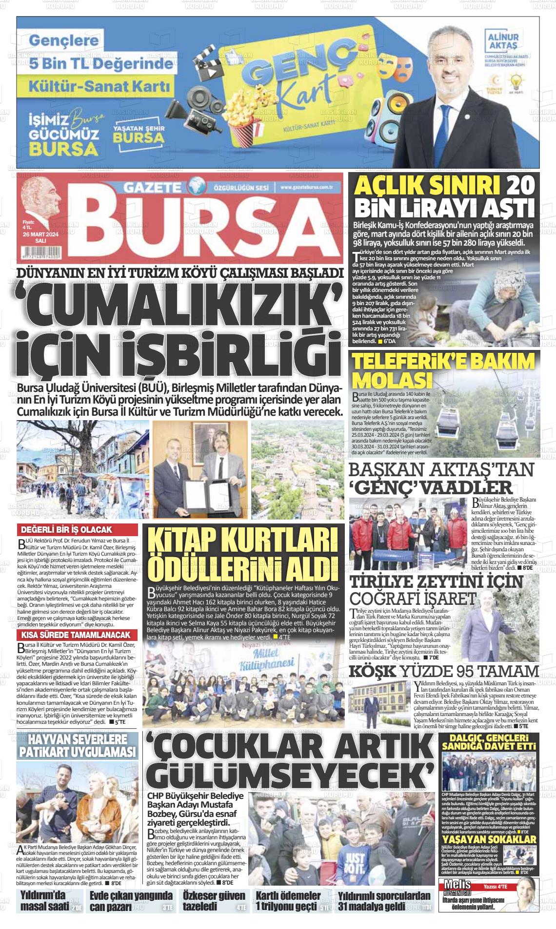 26 Mart 2024 Gazete Bursa Gazete Manşeti