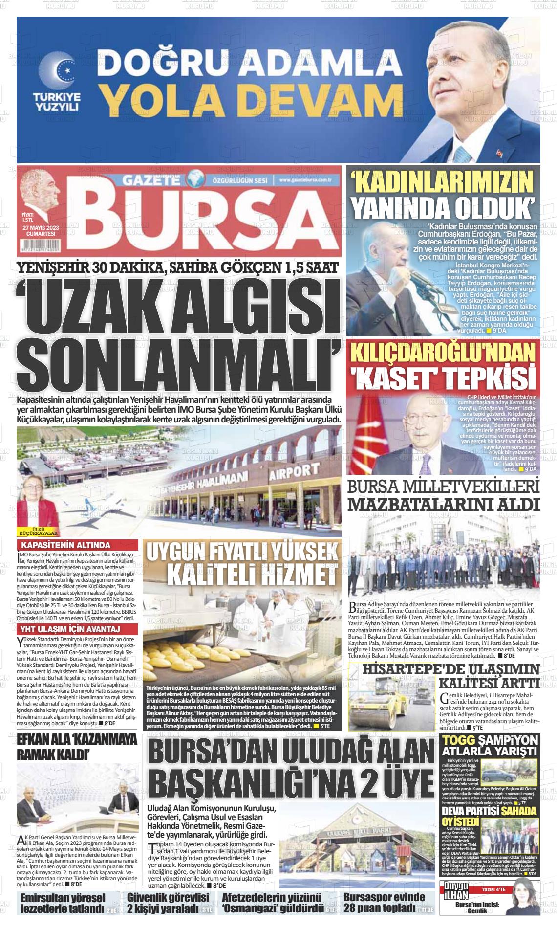 27 Mayıs 2023 Gazete Bursa Gazete Manşeti