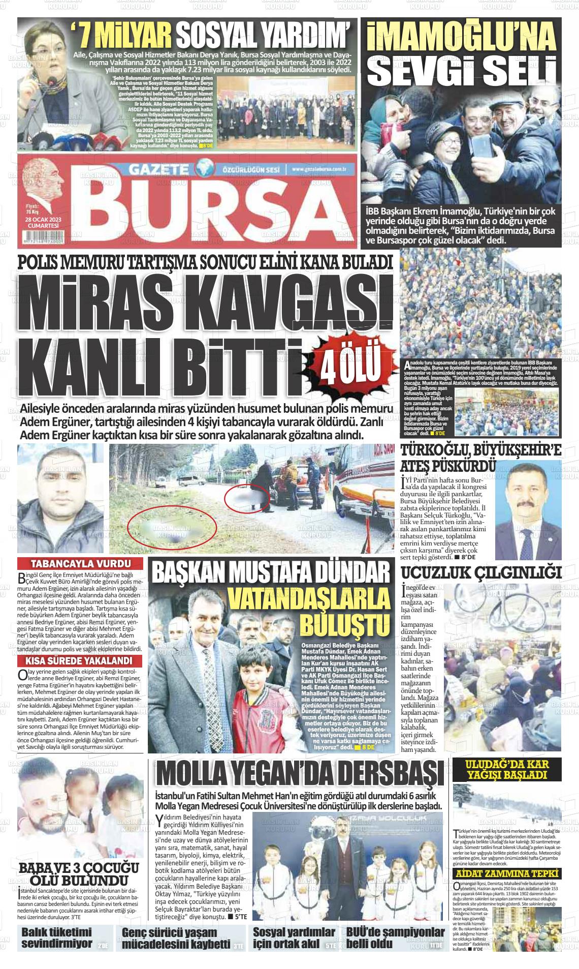 28 Ocak 2023 Gazete Bursa Gazete Manşeti