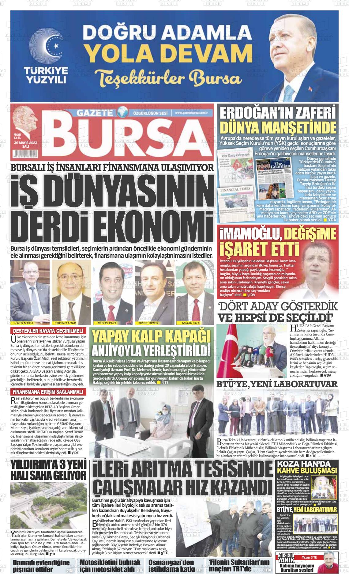 30 Mayıs 2023 Gazete Bursa Gazete Manşeti