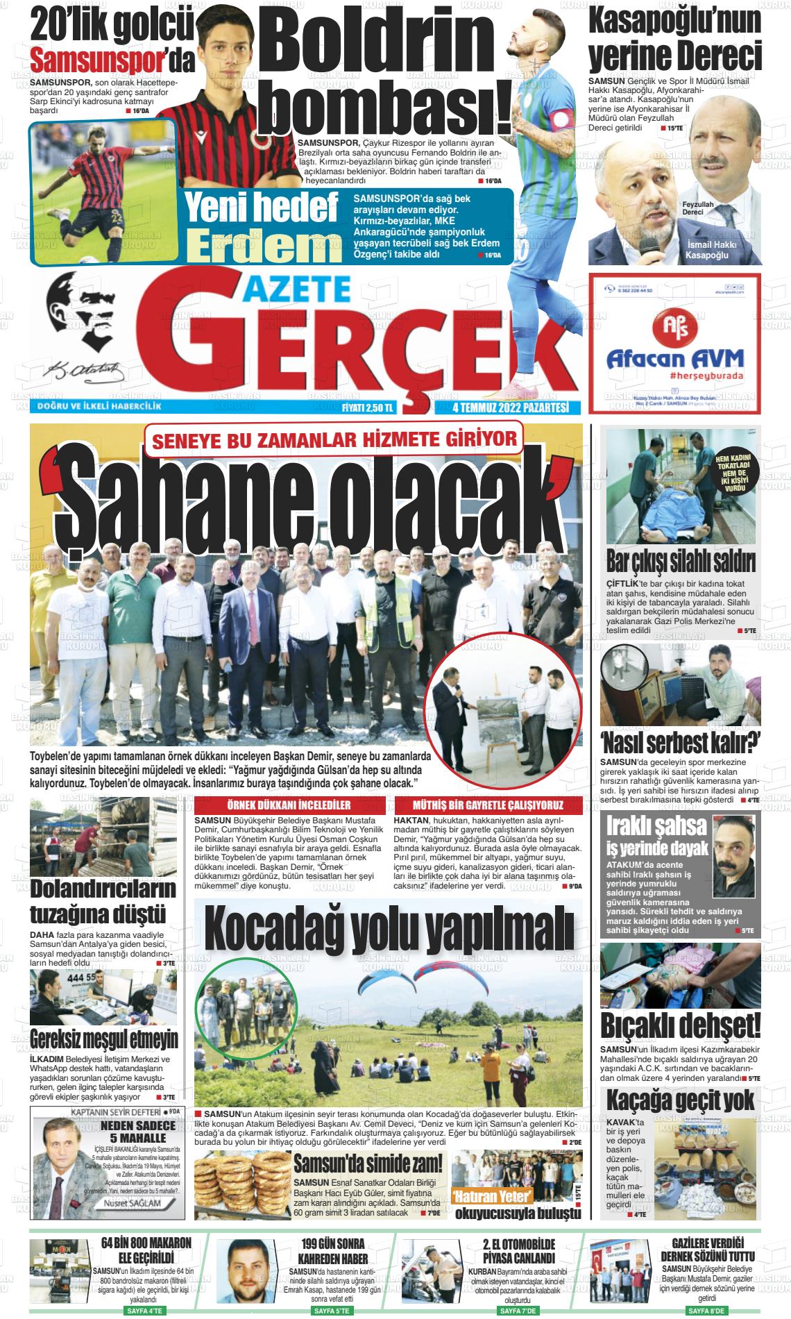 04 Temmuz 2022 Gazete Gerçek Gazete Manşeti