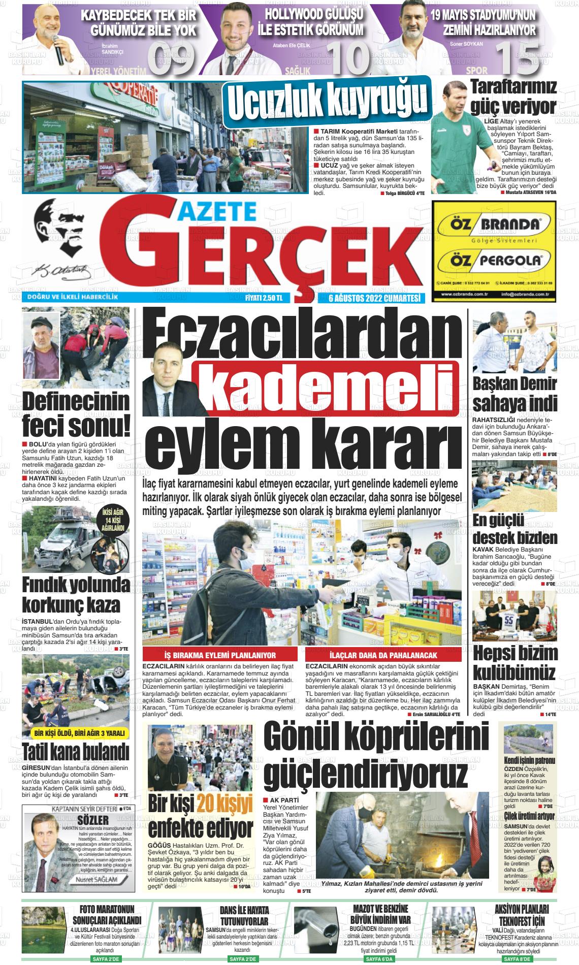 06 Ağustos 2022 Gazete Gerçek Gazete Manşeti