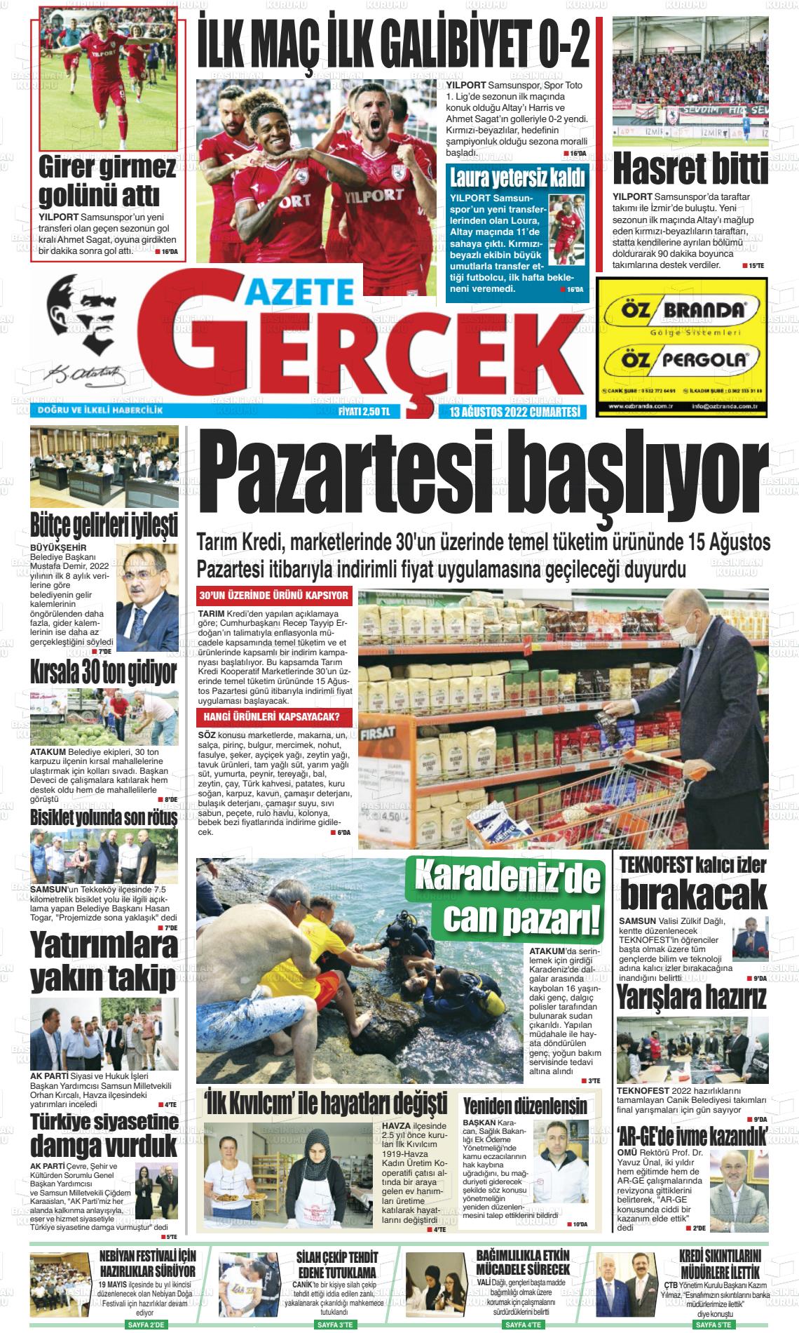 Gazete Gerçek Gazete Manşeti