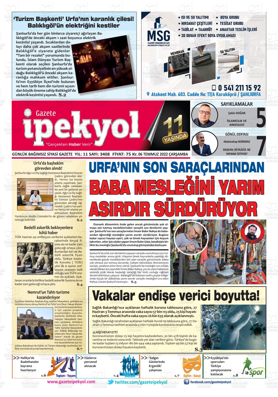 06 Temmuz 2022 Gazete İpekyol Gazete Manşeti