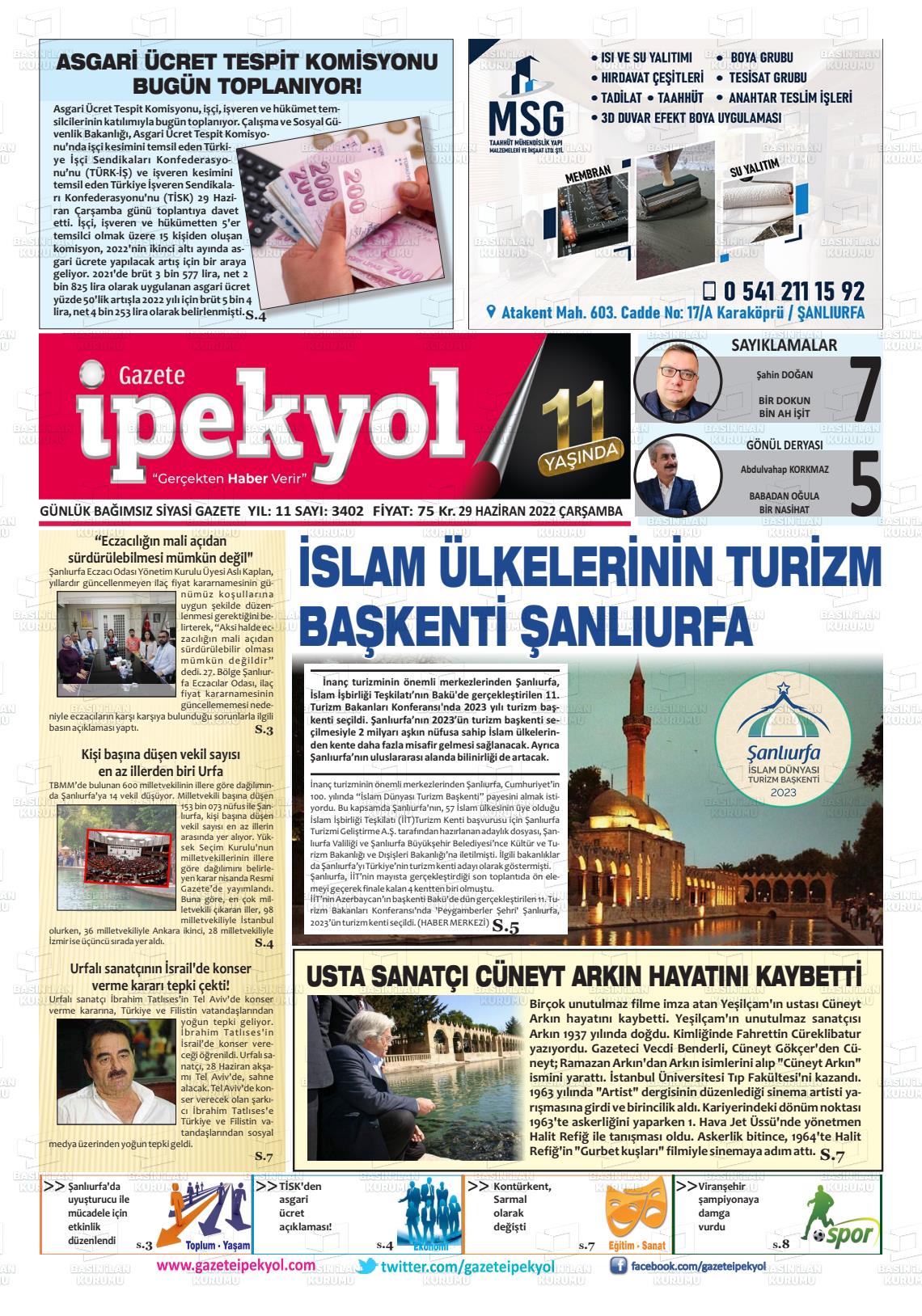 29 Haziran 2022 Gazete İpekyol Gazete Manşeti