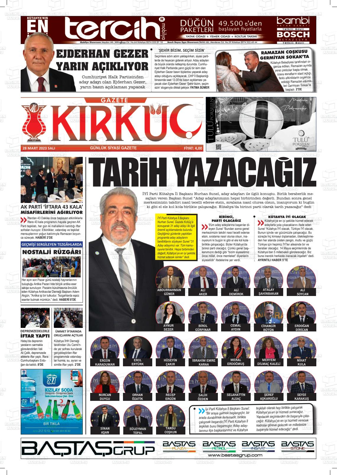 28 Mart 2023 Gazete Kırküç Gazete Manşeti