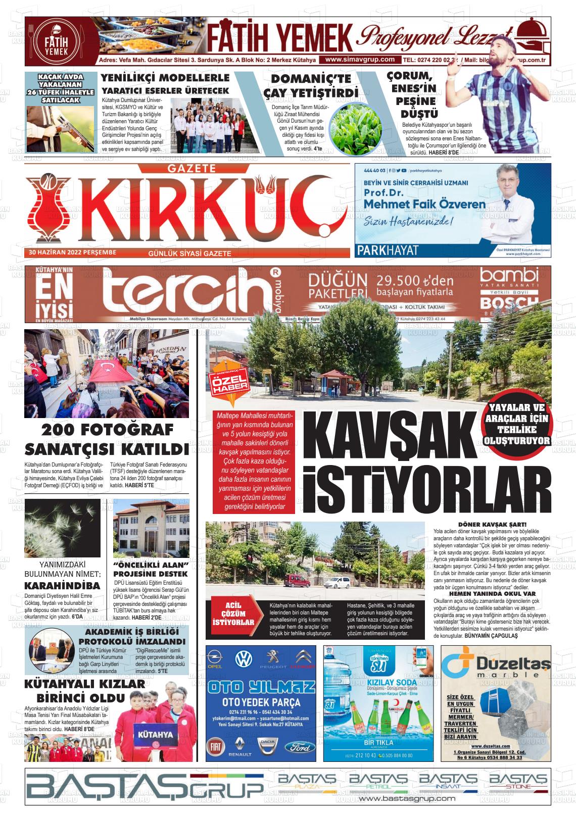 01 Temmuz 2022 Gazete Kırküç Gazete Manşeti