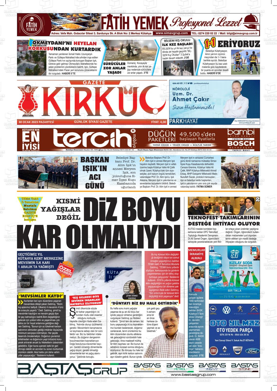 30 Ocak 2023 Gazete Kırküç Gazete Manşeti