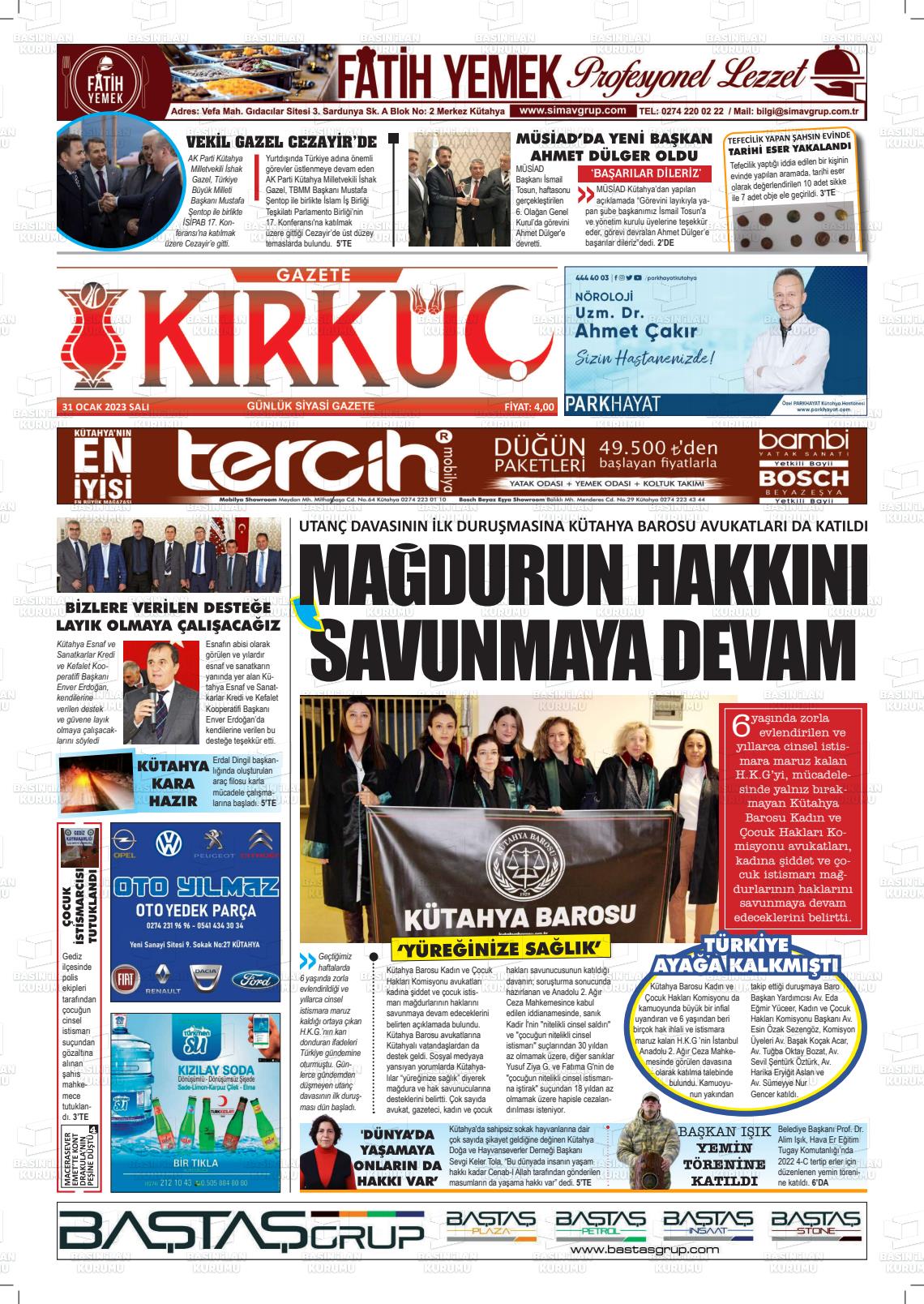 31 Ocak 2023 Gazete Kırküç Gazete Manşeti